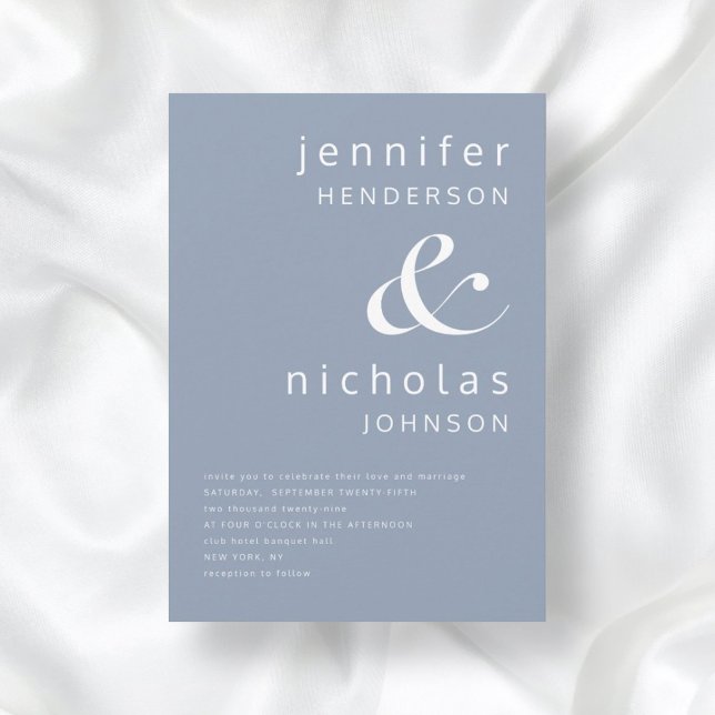 Invitation Mariage Typographie Dusty Blue Esperluette (Créateur téléchargé)