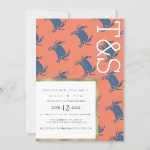 Invitation Mariage Typographie Gold Broil Crabe Minimaliste