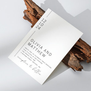 Invitation Mariage typographie moderne noir blanc + détails Q
