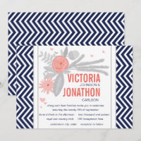 Mariage typographique Zig Zag Navy et Corail