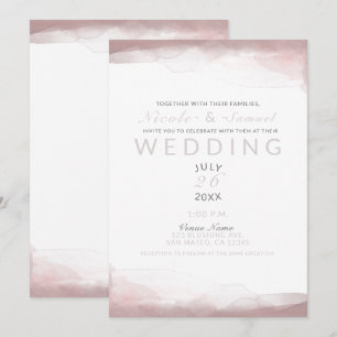 Invitation Mariage Ultra Moderne Chic à l'Aquarelle Rose Fonc