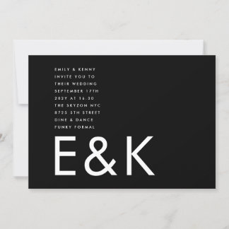 Invitation Mariage ultra moderne Gras Grand Monogramme Minima