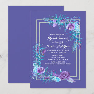 Invitation Mariage Ultra Violet Pourpre & Aqua Floral
