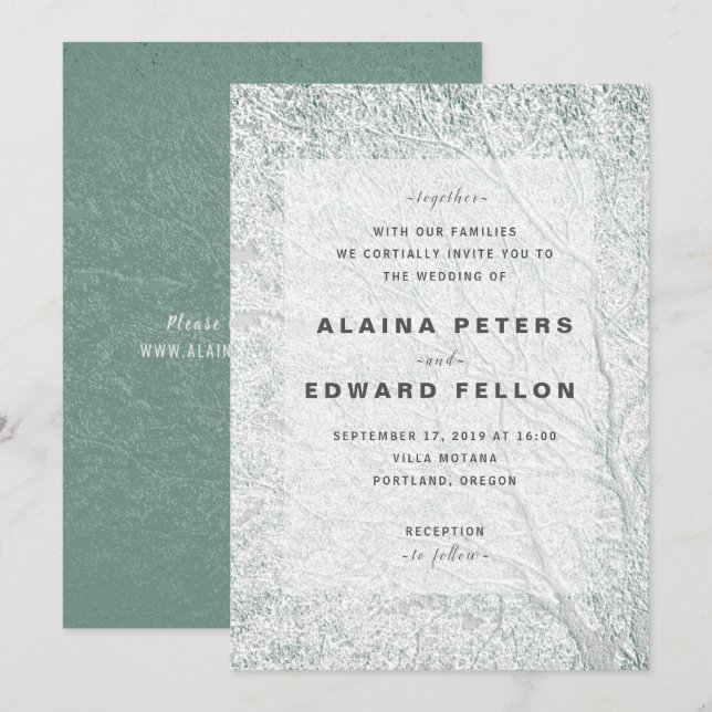 Invitation Mariage unique à thème arboré © (Devant / Derrière)