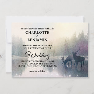 Invitation Mariage unique de conte de fées dans une forêt enc