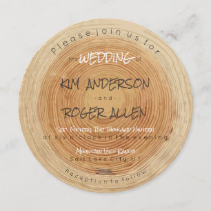 Invitation Mariage unique de la tranche de tronc de bois rust