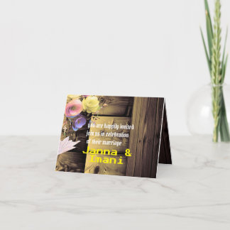 Invitation mariage unique en bois texturé