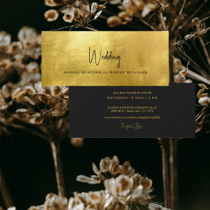 Invitation Mariage Unique Métallisé Or et Noir