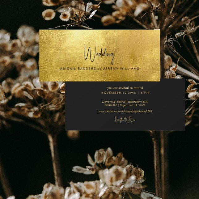 Invitation Mariage Unique Métallisé Or et Noir (Créateur téléchargé)