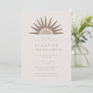 Invitation Mariage Unique Moderne Bohème Nature Forme de Sole