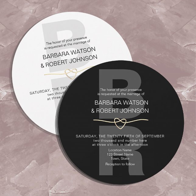 Invitation Mariage Unique Moderne Noir et Blanc (Créateur téléchargé)