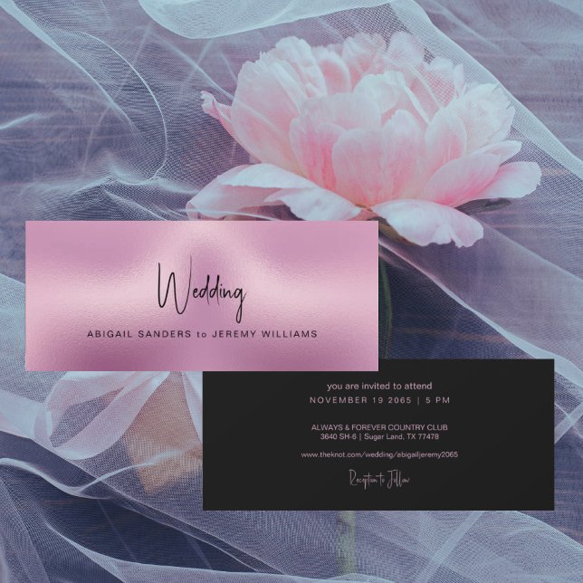 Invitation Mariage Unique Rose Métallisé et Noir (Créateur téléchargé)