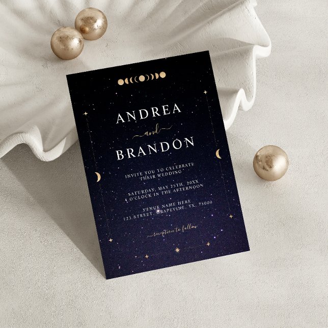 Invitation Mariage Univers Céleste Lune Tout en Un (Créateur téléchargé)