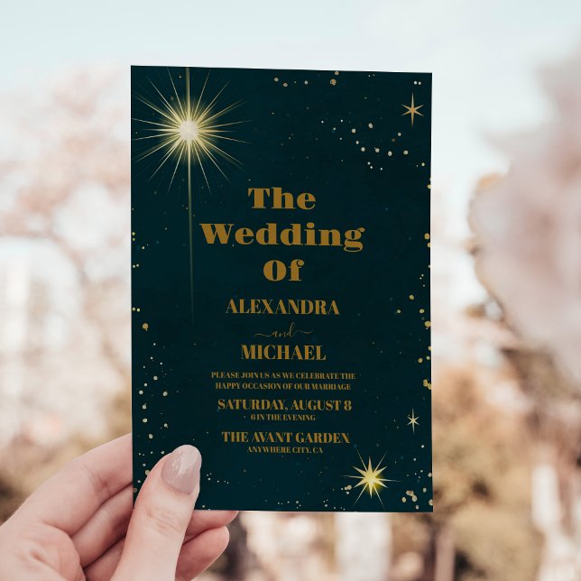 Invitation Mariage Univers Espace Vert Emeraude Galaxie (Créateur téléchargé)