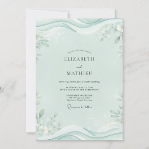 Invitation Mariage Vague Feuille de Menthe