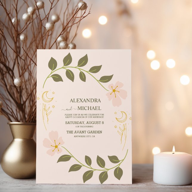 Invitation Mariage végétal céleste vintage (Créateur téléchargé)