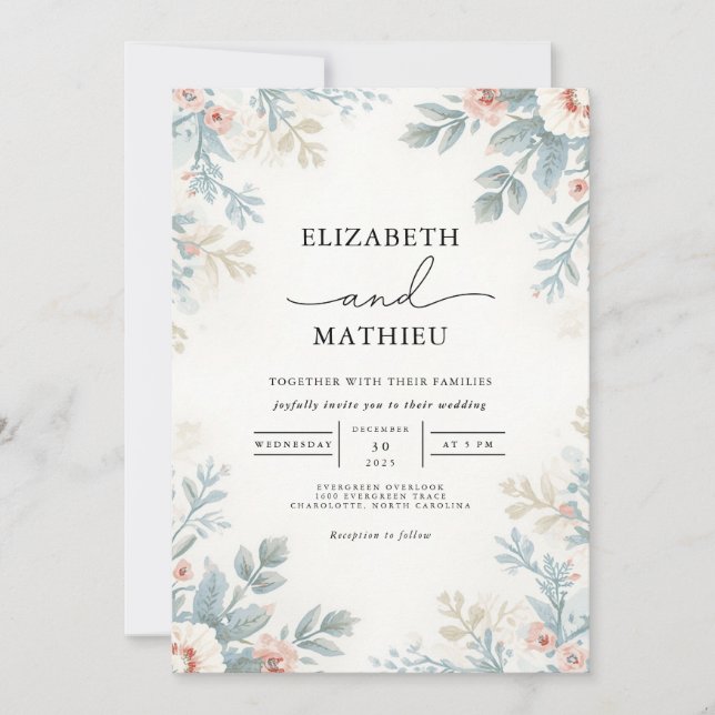 Invitation Mariage végétal doux (Devant)