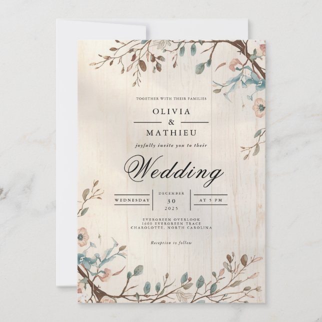 Invitation Mariage végétal doux (Devant)