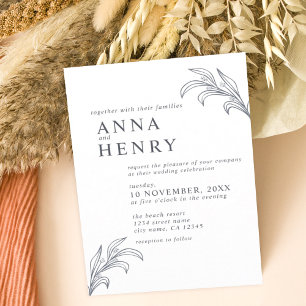Invitation Mariage végétal gris minimaliste