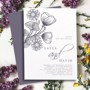 Invitation Mariage végétal minimaliste de lavande