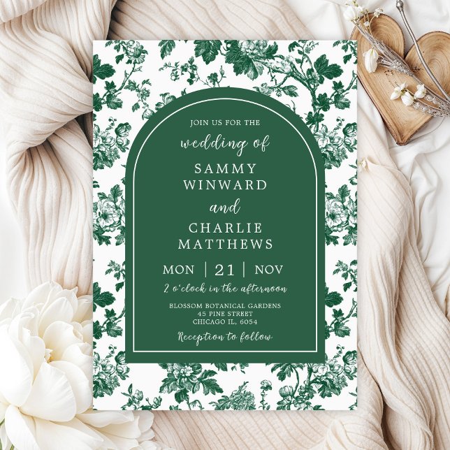 Invitation Mariage Vert Antique Chinoiserie (Créateur téléchargé)