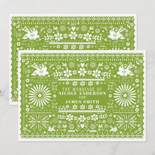 Invitation Mariage Vert Avocat Citron Vert Picado Mexicain