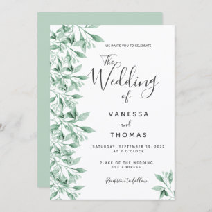 Invitation Mariage vert botanique vert blanc vert vert vert v