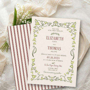 Invitation Mariage Vert Bourgogne Nouveau Vallée de Lys
