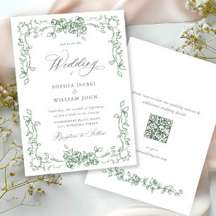 Invitation Mariage vert de la saison florale de la Renaissanc