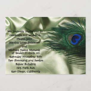 Invitation Mariage vert de la vie de filon-couche de paon