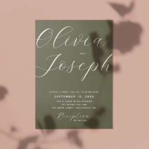 Invitation Mariage vert de l'Olive Dusky   Photo et QR minima