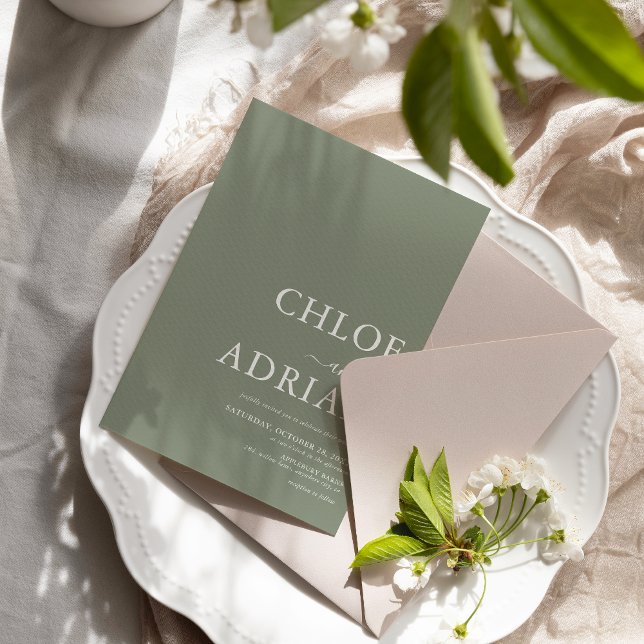 Invitation Mariage vert de taille minimale simple (Créateur téléchargé)