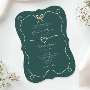 Invitation Mariage Vert Émeraude et Or