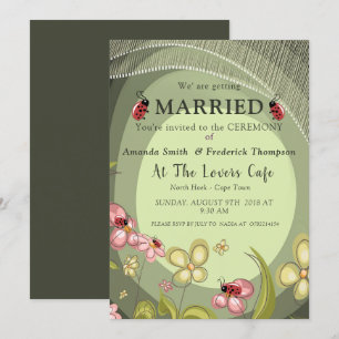 Invitation Mariage Vert Enjoué & Coccinelle