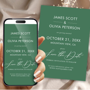 Invitation Mariage Vert Enregistrer La Date Calligraphie Mini