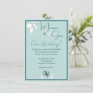 Invitation Mariage vert et blanc de la menthe orchidée