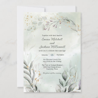 Invitation Mariage vert et or