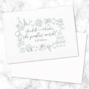 Invitation Mariage Vert Fantaisiste Parfaitement Accordé Dess