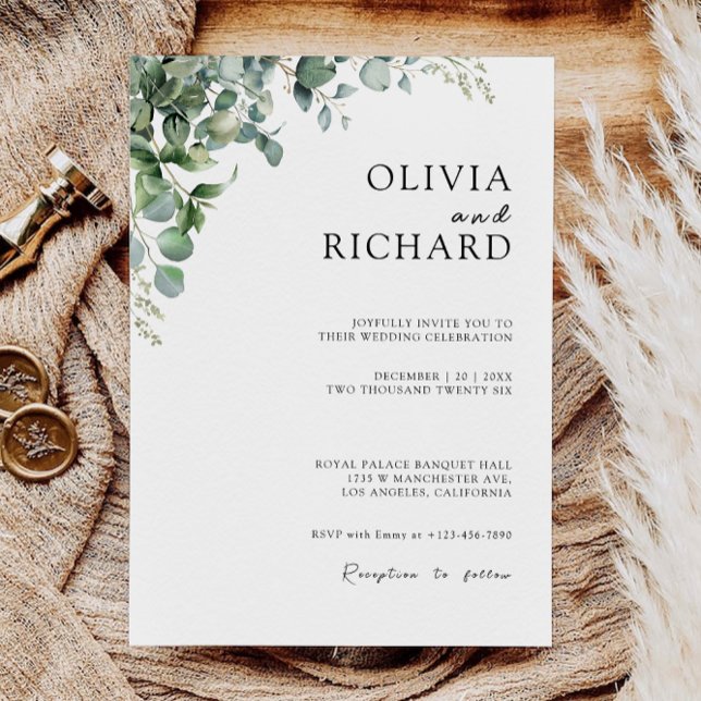 Invitation Mariage vert invite Modèle (Greenery Wedding Invites Template)