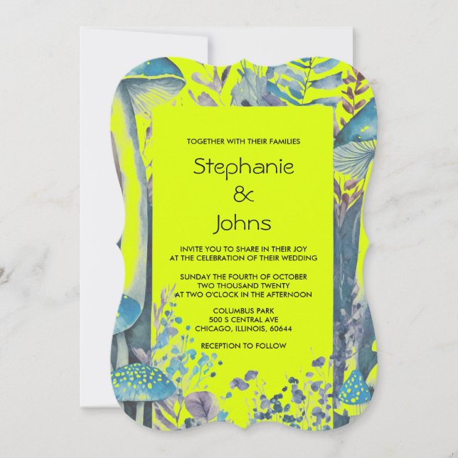 Invitation Mariage vert jaune pâle bleu Dusty (Devant)