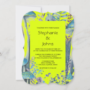 Invitation Mariage vert jaune pâle bleu Dusty