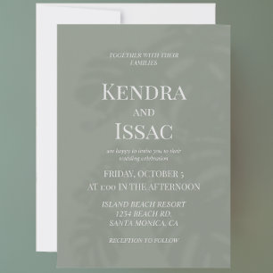 Invitation Mariage vert Monstera de serre moderne