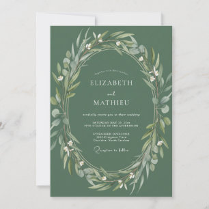 Invitation Mariage Vert Sage de la Forêt Envoûtante