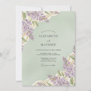 Invitation Mariage Vert Sauge et Lilas Luxuriant