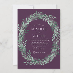 Invitation Mariage Vert Sauge et prune