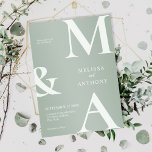 Invitation Mariage Vert Sauge Minimaliste Moderne<br><div class="desc">Invitation de mariage vert sauge minimaliste moderne. Caractéristiques typographie de monogramme gras et conception graphique minimale. Personnalisez le texte avec tous les détails de votre jour spécial.</div>