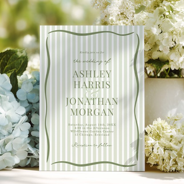 Invitation Mariage Vert Sauge Rétro (Créateur téléchargé)