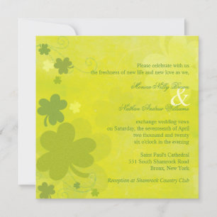 Invitation Mariage vert Shamrock irlandais du printemps
