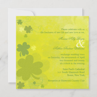 Invitation Mariage vert Shamrock irlandais du printemps