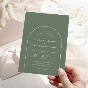 Invitation Mariage vert simple Boho Arch Sage